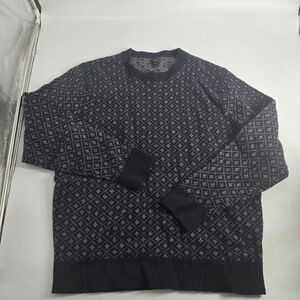 J. Crew Navy Patterned Crewneck Sweater XL